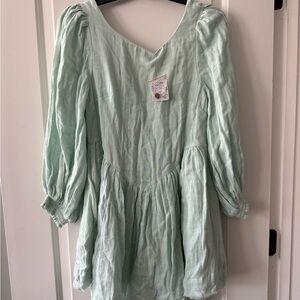 Free People Light Green Button-Up Dress (loop for button snagged back)